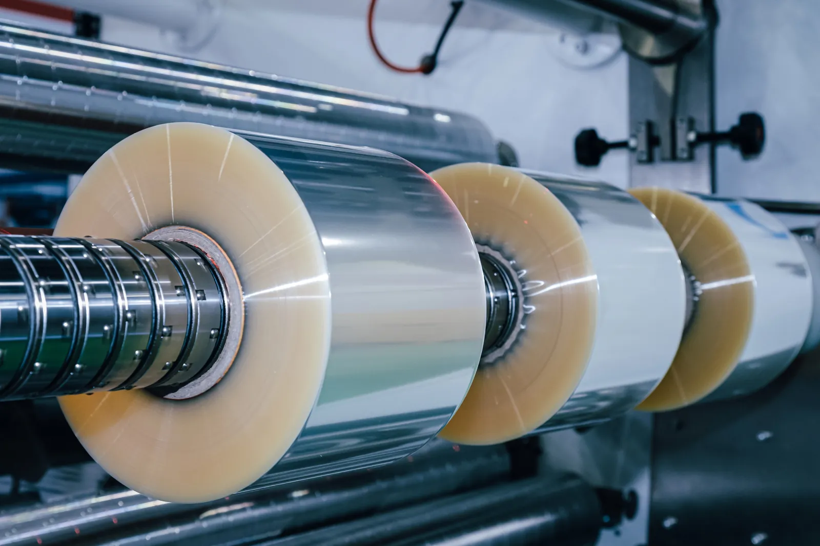 Flexible packaging film on the production machine at a European partner of AB Flexibles