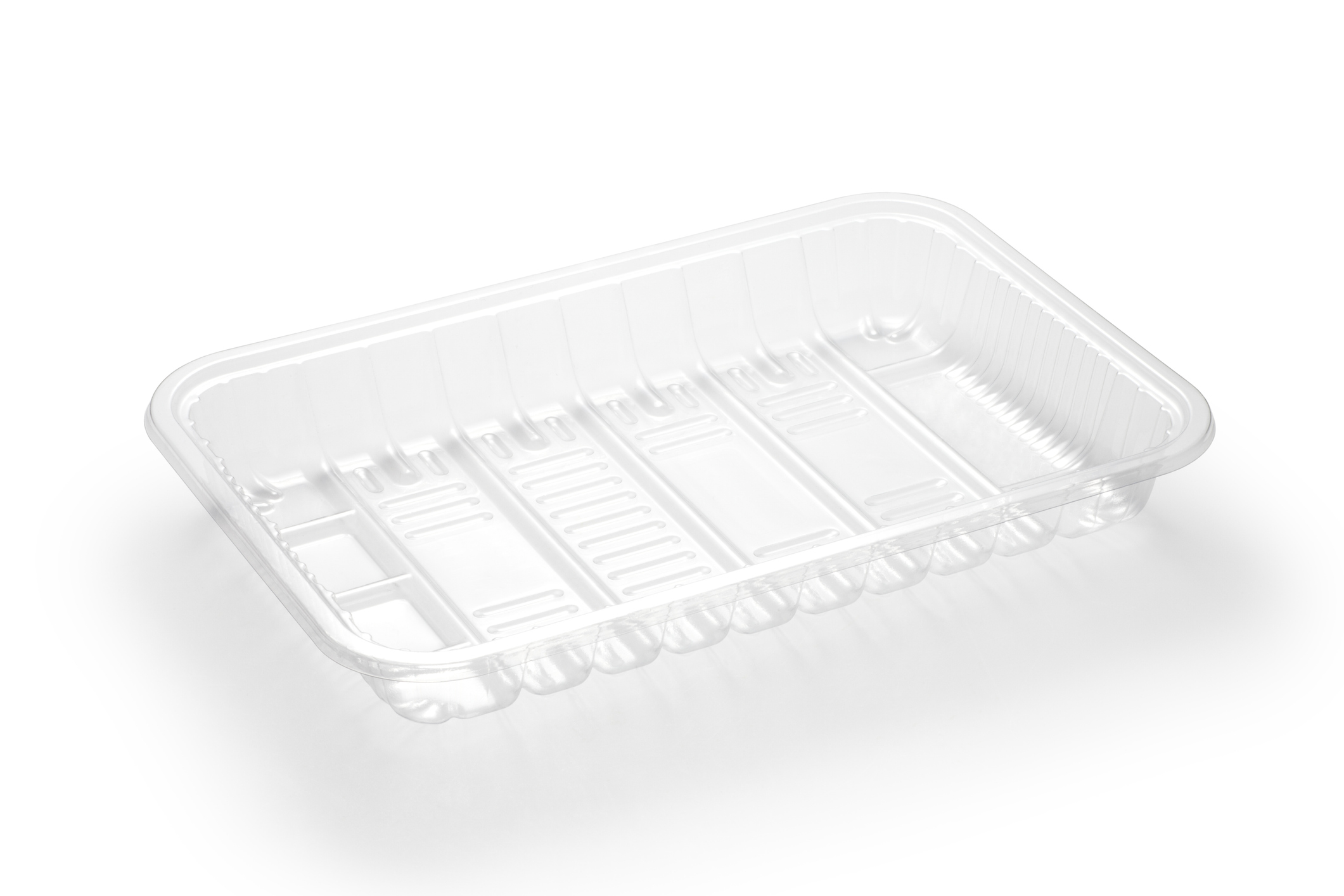 Lege transparante schaal (tray) klaar voor topseal — verpakking van AB Flexibles