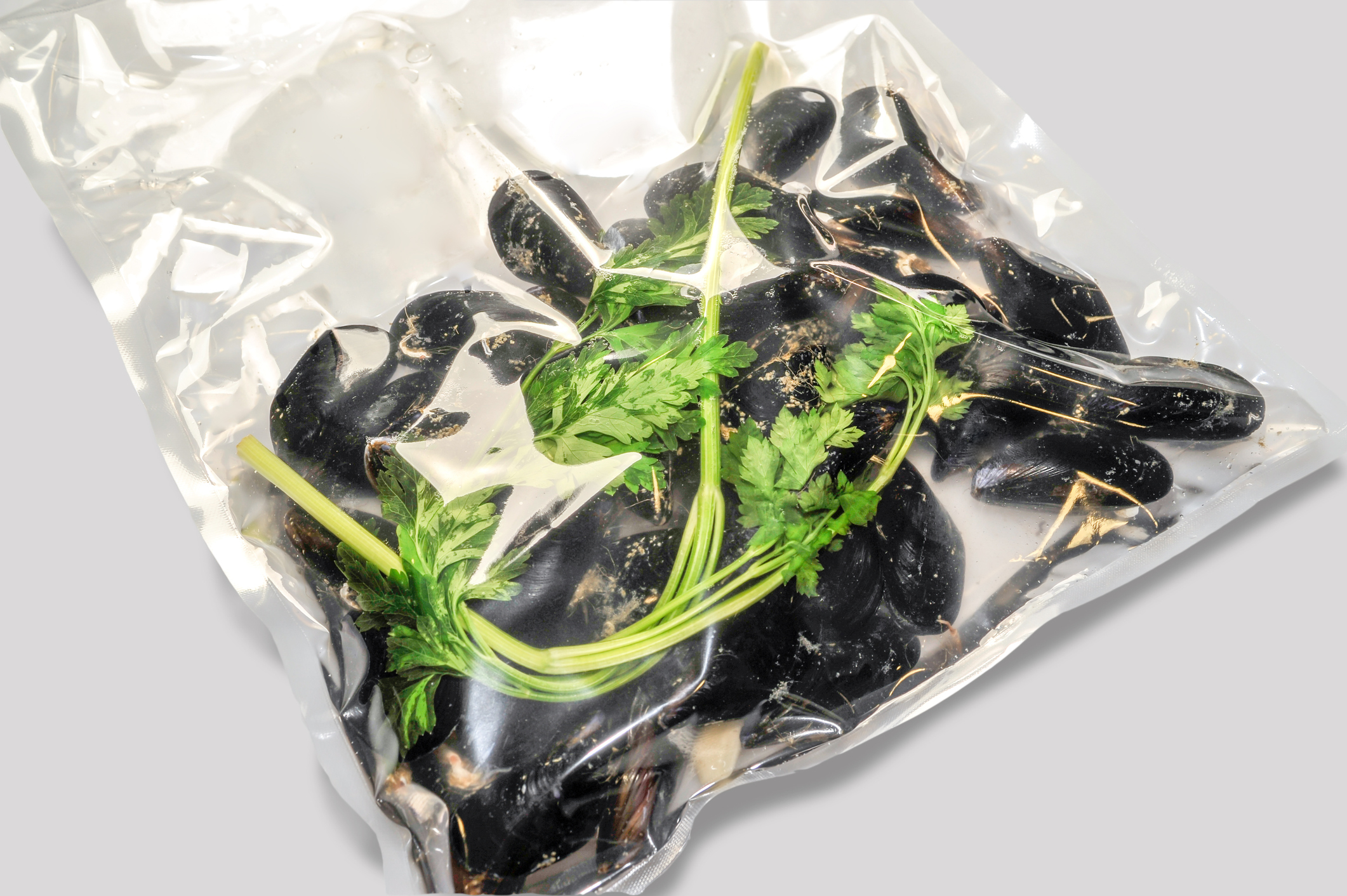 Sachet spécial sur mesure : moules au persil emballées sous vide — AB Flexibles